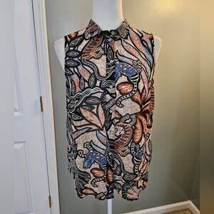 H&M Women's Size 4 Four Sleeveless Colorful Paisley Patterned Top